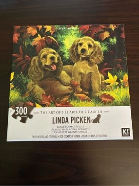 Linda Picken 300 Piece Two Cockers & Football Puzzle